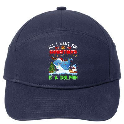 Dolphin Santa Hat Lights Xmas Snowflake Pajama Christmas Tee Gift 7-Panel Snapback Hat