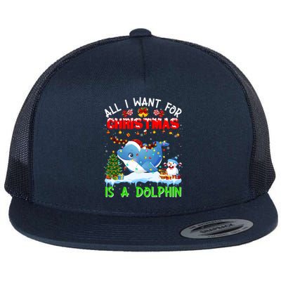 Dolphin Santa Hat Lights Xmas Snowflake Pajama Christmas Tee Gift Flat Bill Trucker Hat