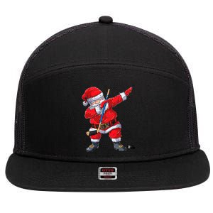 Dabbing Santa Hockey Christmas Xmas Gift Gift 7 Panel Mesh Trucker Snapback Hat