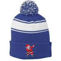 Dabbing Santa Hockey Christmas Xmas Gift Gift Stripe Pom Pom Beanie