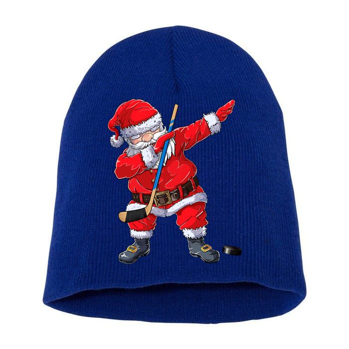 Dabbing Santa Hockey Christmas Xmas Gift Gift Short Acrylic Beanie