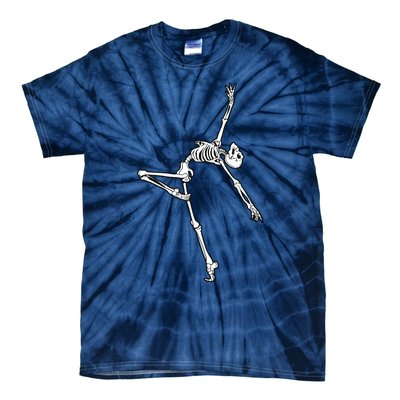 Dancing Skeleton Halloween Ballet Dance Pose Tie-Dye T-Shirt