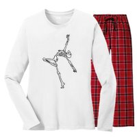 Dancing Skeleton Halloween Ballet Dance Pose Women's Long Sleeve Flannel Pajama Set 