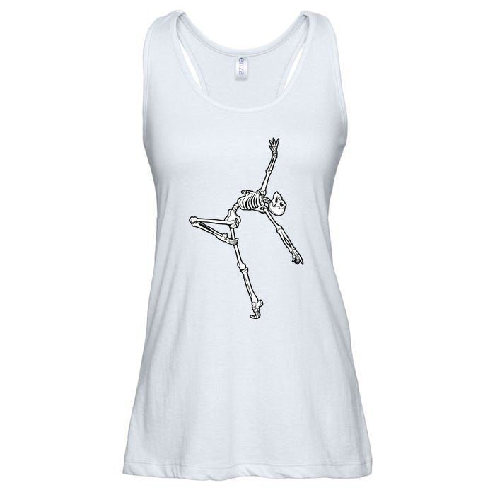 Dancing Skeleton Halloween Ballet Dance Pose Ladies Essential Flowy Tank