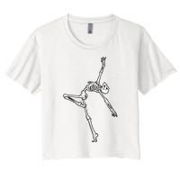 Dancing Skeleton Halloween Ballet Dance Pose Women's Crop Top Tee