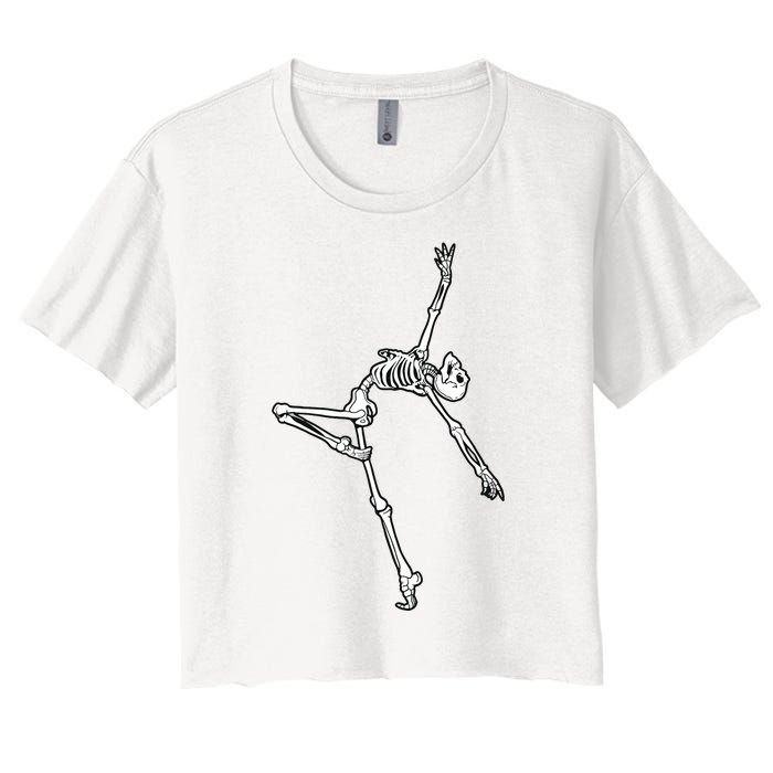 Dancing Skeleton Halloween Ballet Dance Pose Women's Crop Top Tee