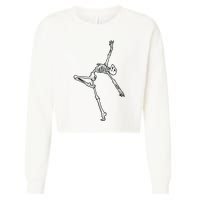 Dancing Skeleton Halloween Ballet Dance Pose Cropped Pullover Crew