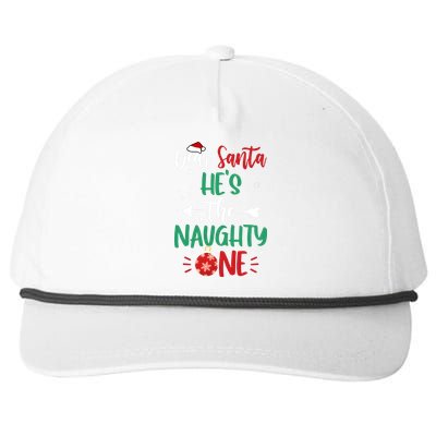 Dear Santa Hes The Naughty One Christmas Holiday Season Snapback Five-Panel Rope Hat