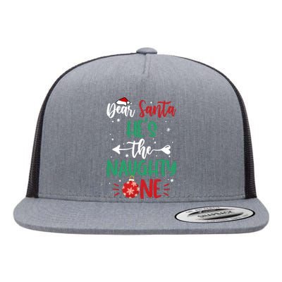 Dear Santa Hes The Naughty One Christmas Holiday Season Flat Bill Trucker Hat