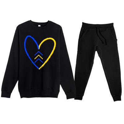 Down Syndrome Heart Arrow Premium Crewneck Sweatsuit Set