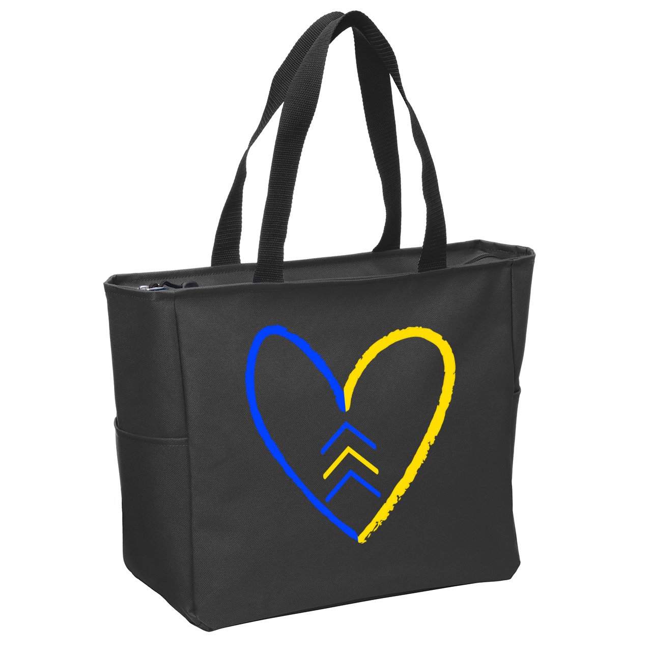 Down Syndrome Heart Arrow Zip Tote Bag