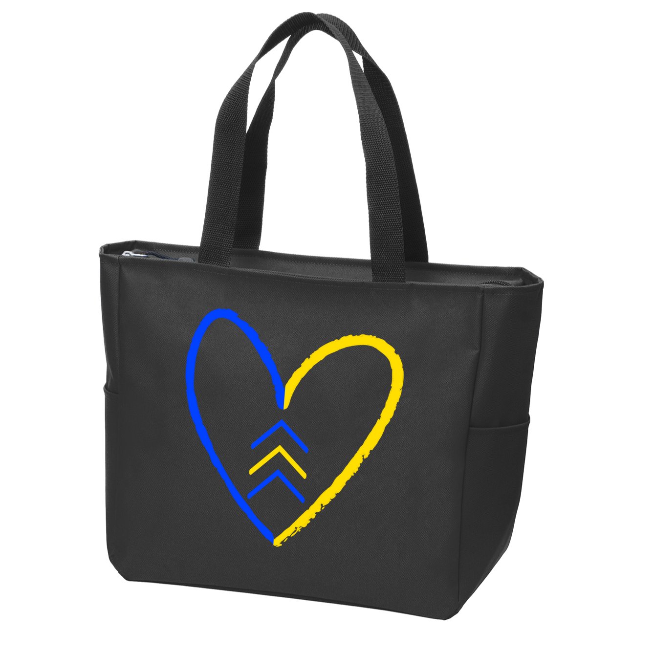 Down Syndrome Heart Arrow Zip Tote Bag