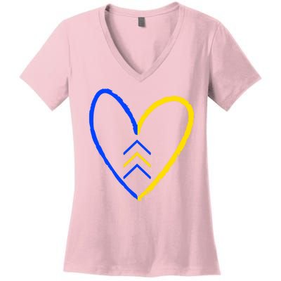 Down Syndrome Heart Arrow Women's V-Neck T-Shirt