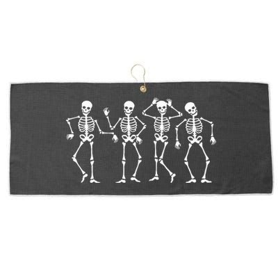 Dancing Skeletons Halloween Dance Challenge Large Microfiber Waffle Golf Towel