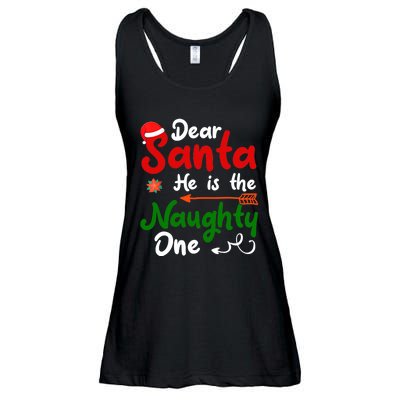 Dear Santa He Is The Naughty One Matching Couples Christmas Ladies Essential Flowy Tank