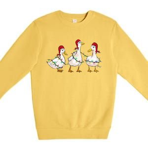 Duck Santa Hat Christmas Lights Silly Goose Xmas  Premium Crewneck Sweatshirt