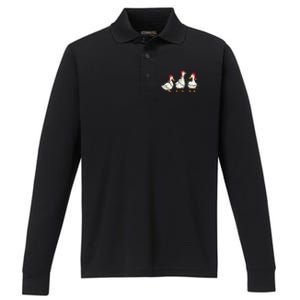 Duck Santa Hat Christmas Lights Silly Goose Xmas  Performance Long Sleeve Polo