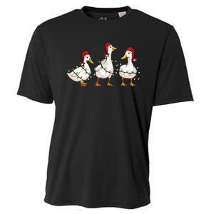 Duck Santa Hat Christmas Lights Silly Goose Xmas  Cooling Performance Crew T-Shirt