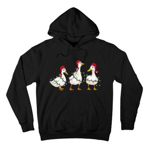 Duck Santa Hat Christmas Lights Silly Goose Xmas  Hoodie