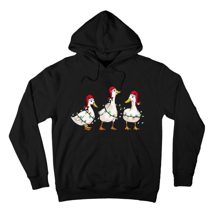 Duck Santa Hat Christmas Lights Silly Goose Xmas  Hoodie