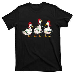 Duck Santa Hat Christmas Lights Silly Goose Xmas  T-Shirt