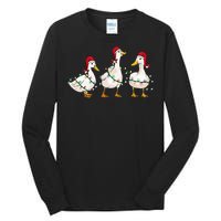 Duck Santa Hat Christmas Lights Silly Goose Xmas  Tall Long Sleeve T-Shirt