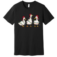 Duck Santa Hat Christmas Lights Silly Goose Xmas  Premium T-Shirt