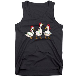 Duck Santa Hat Christmas Lights Silly Goose Xmas  Tank Top