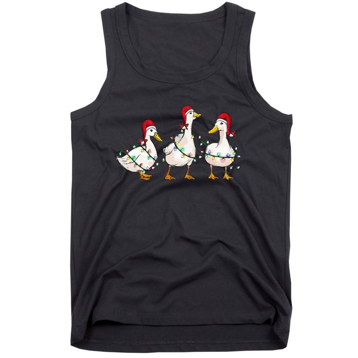 Duck Santa Hat Christmas Lights Silly Goose Xmas  Tank Top