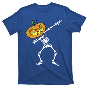 Dabbing Skeleton Halloween Pumpkin Head Face Gift T-Shirt