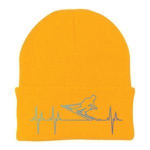 Downhill Skiing Heartbeat Alpine Skiing Electrocardiogram Gift Knit Cap Winter Beanie