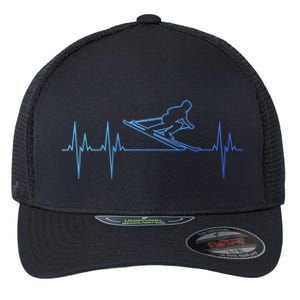 Downhill Skiing Heartbeat Alpine Skiing Electrocardiogram Gift Flexfit Unipanel Trucker Cap