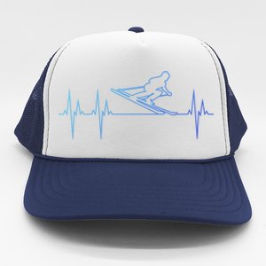 Downhill Skiing Heartbeat Alpine Skiing Electrocardiogram Gift Trucker Hat