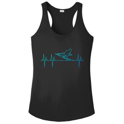 Downhill Skiing Heartbeat Alpine Skiing Electrocardiogram Gift Ladies PosiCharge Competitor Racerback Tank