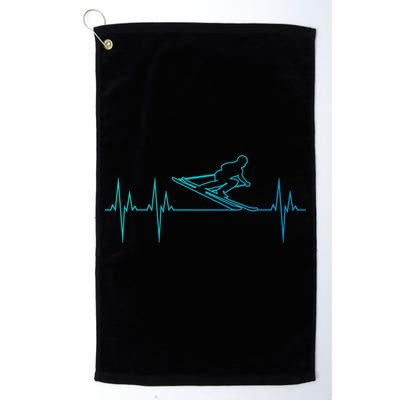 Downhill Skiing Heartbeat Alpine Skiing Electrocardiogram Gift Golf Towel