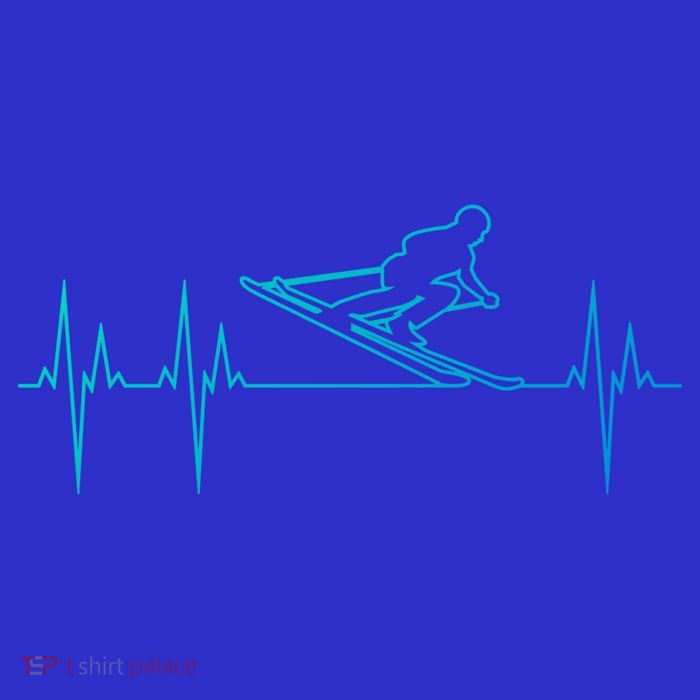 Downhill Skiing Heartbeat Alpine Skiing Electrocardiogram Gift Premium T-Shirt