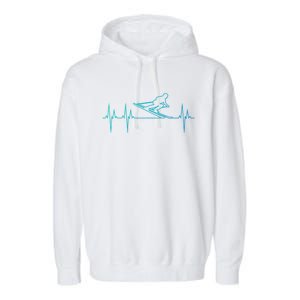 Downhill Skiing Heartbeat Alpine Skiing Electrocardiogram Gift Garment-Dyed Fleece Hoodie