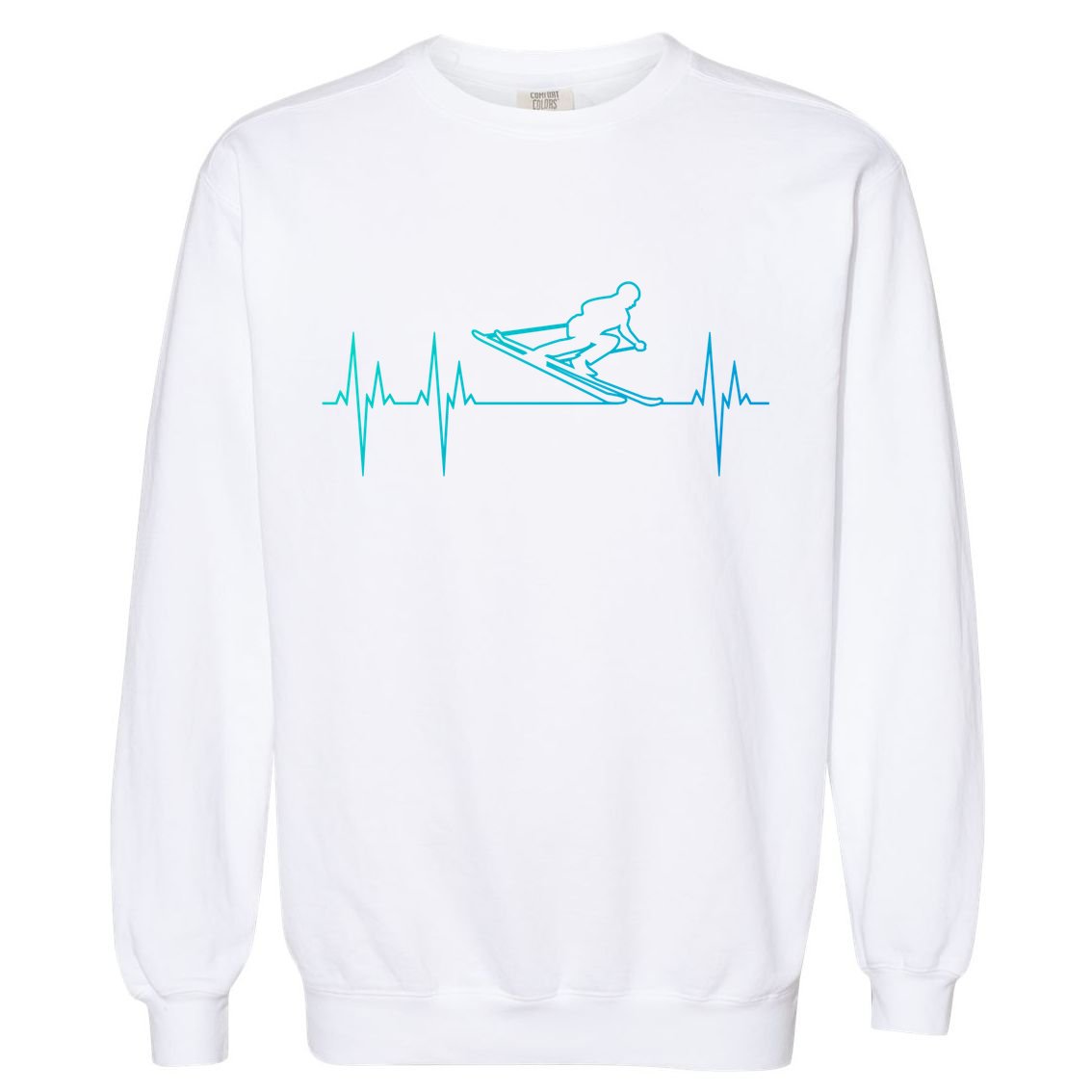 Downhill Skiing Heartbeat Alpine Skiing Electrocardiogram Gift Garment-Dyed Sweatshirt