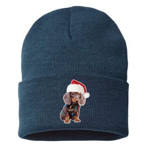 Dachshund Santa Hat Christmas Sustainable Knit Beanie