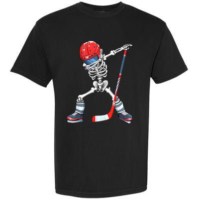 Dabbing Skeleton Hockey Halloween Costume Gift Boy Garment-Dyed Heavyweight T-Shirt