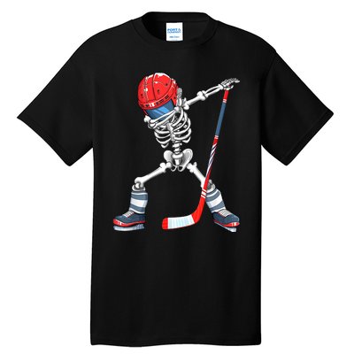 Dabbing Skeleton Hockey Halloween Costume Gift Boy Tall T-Shirt