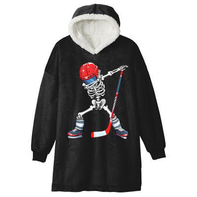 Dabbing Skeleton Hockey Halloween Costume Gift Boy Hooded Wearable Blanket