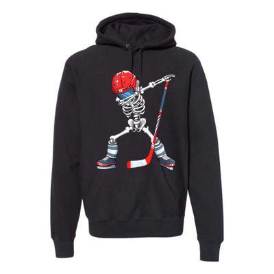 Dabbing Skeleton Hockey Halloween Costume Gift Boy Premium Hoodie