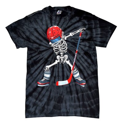 Dabbing Skeleton Hockey Halloween Costume Gift Boy Tie-Dye T-Shirt