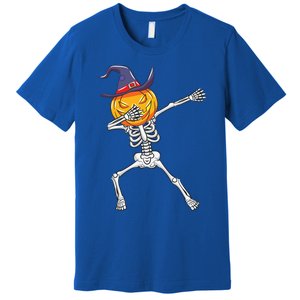 Dabbing Skeleton Halloween Pumpkin Cute Gift Premium T-Shirt