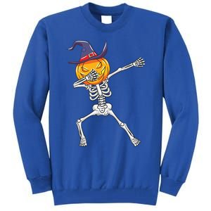 Dabbing Skeleton Halloween Pumpkin Cute Gift Tall Sweatshirt