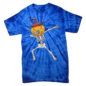 Dabbing Skeleton Halloween Pumpkin Cute Gift Tie-Dye T-Shirt