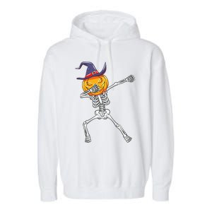 Dabbing Skeleton Halloween Pumpkin Cute Gift Garment-Dyed Fleece Hoodie