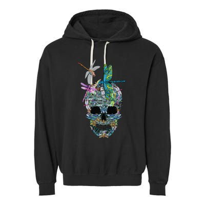 Dragonfly Skull Halloween Costume Fun and Unique Family Outfit Garment-Dyed Fleece Hoodie