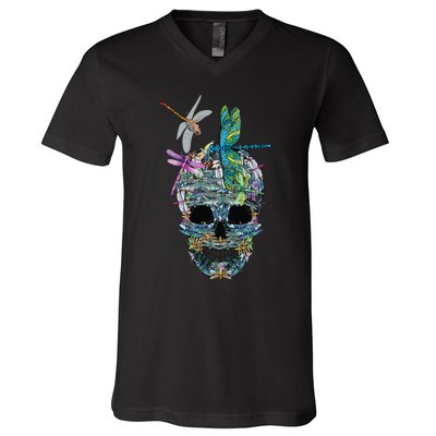 Dragonfly Skull Halloween Costume Fun and Unique Family Outfit V-Neck T-Shirt